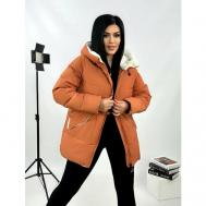 куртка  зимняя, силуэт прямой, карманы, капюшон, размер 56, оранжевый Diffberd