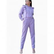 Костюм , свитшот и брюки, повседневный стиль, прилегающий силуэт, трикотажный, размер 46, фиолетовый VERENIKA