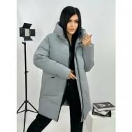 куртка  зимняя, средней длины, силуэт прямой, карманы, размер 54, серый Diffberd