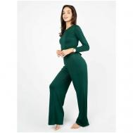Комплект , топ, брюки, длинный рукав, стрейч, размер 46, зеленый INSTINITY