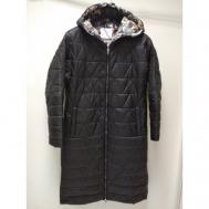 Куртка  , демисезон/зима, удлиненная, силуэт прямой, утепленная, воздухопроницаемая, ветрозащитная, водонепроницаемая, стеганая, размер 48, черный Franco Vello