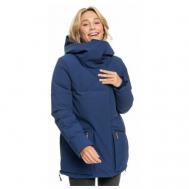 куртка  , демисезон/зима, подкладка, несъемный капюшон, карманы, мембранная, стеганая, водонепроницаемая, манжеты, размер L, синий Roxy