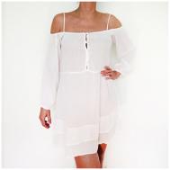 Платье , вискоза, повседневное, свободный силуэт, миди, размер 44-46, белый Laguna Cotton