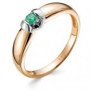 Кольцо , красное золото, 585 проба, родирование, изумруд, размер 17, зеленый Vesna jewelry