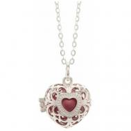 Серебряное украшение  для женщин. Кулон "Маленькое сердце" в серебре с серебряной цепочкой 60 см и красным шаром PICK YOUR ANGEL