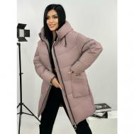 куртка  зимняя, средней длины, силуэт прямой, карманы, размер 54, розовый Diffberd