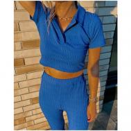 Костюм, рубашка и брюки, повседневный стиль, полуприлегающий силуэт, размер 44, синий NAKED D.EVA