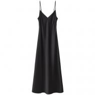 Платье-комбинация , полуприлегающее, миди, подкладка, размер XS, черный Prav.da