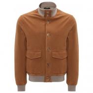 Кожаная куртка  демисезонная, силуэт прямой, манжеты, карманы, подкладка, внутренний карман, размер 56, бежевый Principe di Bologna