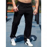 Беговые брюки , карманы, регулировка объема талии, размер 52, черный CROSSSPORT