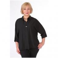 Блуза , классический стиль, свободный силуэт, укороченный рукав, размер 52, черный LASKITA