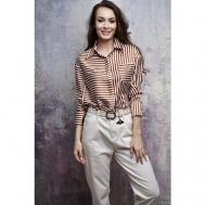 Блуза , размер М, коричневый, белый Piccante Style
