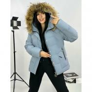куртка  зимняя, силуэт прямой, карманы, размер 52, голубой Diffberd