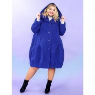 Пальто   демисезонное, силуэт свободный, средней длины, размер 68-70, синий Ябер