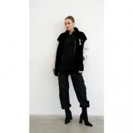 Куртка , искусственный мех, укороченная, оверсайз, размер 52, черный Silverfox