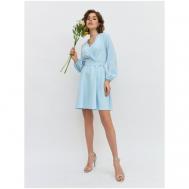 Платье с запахом , полуприлегающее, мини, размер 48, голубой BrandStoff