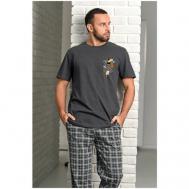 Пижама , футболка, брюки, размер 52, серый Оптима Трикотаж