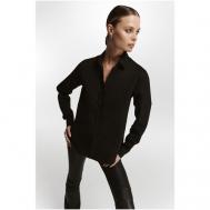 Рубашка  , классический стиль, полуприлегающий силуэт, длинный рукав, однотонная, размер XS, черный Yuliawave