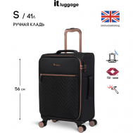 Чемодан , текстиль, жесткое дно, 41 л, размер S, черный IT Luggage
