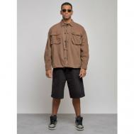 Джинсовая куртка  демисезонная, силуэт свободный, манжеты, карманы, размер 50, коричневый MTFORCE