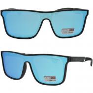 Солнцезащитные очки , монолинза, оправа: пластик, спортивные, с защитой от УФ, поляризационные, зеркальные, синий Нет бренда