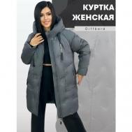 куртка  зимняя, средней длины, силуэт прямой, карманы, размер 56, серый Diffberd