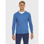 Пуловер , шерсть, длинный рукав, силуэт прямой, средней длины, вязаный, размер XS, голубой Kanzler