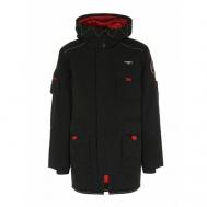 куртка , демисезон/зима, силуэт прямой, карманы, капюшон, размер 56, черный Aeronautica Militare