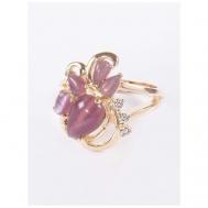 Кольцо помолвочное , фианит, кошачий глаз, размер 18, фиолетовый Lotus Jewelry