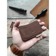 Кредитница  6, натуральная кожа, 3 кармана для карт, коричневый J.N.Leather Goods