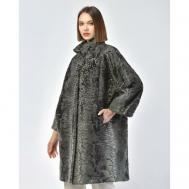 Пальто , каракуль, оверсайз, размер 44, серый Langiotti