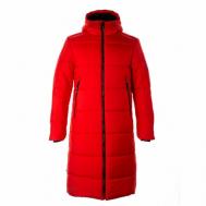 куртка  зимняя, силуэт прямой, стеганая, светоотражающие элементы, карманы, капюшон, размер S, красный Huppa