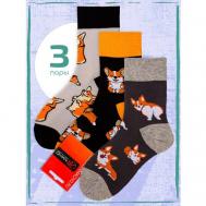 Носки , 3 пары, 3 уп., размер 36-38, серый, черный, оранжевый Мачо