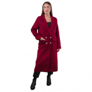 Пальто-кокон  демисезонное, силуэт прямой, удлиненное, размер 42/173, бордовый Оптуха
