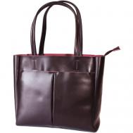 Сумка  шоппер  классическая, натуральная кожа, вмещает А4, внутренний карман, регулируемый ремень, бордовый BagSTORY