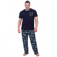 Пижама , карманы, размер 48, синий Оптима Трикотаж