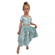 Летний костюм для девочки для праздника и фотосессий, голубой, размер 104-110 Sebebe_ATELIER