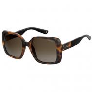 Солнцезащитные очки , квадратные, ударопрочные, поляризационные, с защитой от УФ, градиентные, для женщин, коричневый Polaroid