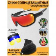 Солнцезащитные очки , квадратные, оправа: пластик, спортивные, сменные линзы, для мужчин, черный 3D Family