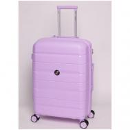 Умный чемодан , полипропилен, водонепроницаемый, опорные ножки на боковой стенке, увеличение объема, усиленные углы, рифленая поверхность, ребра жесткости, 80 л, размер L, фиолетовый Impreza