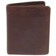 Бумажник , натуральная кожа, фактура тиснение, коричневый Klondike