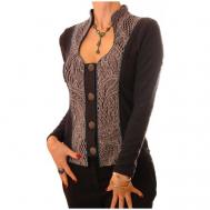 Блуза  , нарядный стиль, прилегающий силуэт, длинный рукав, трикотажная, размер XL, серый TheDistinctive