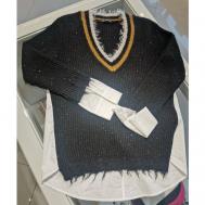 Пуловер , шерсть, размер 38, черный, белый Luisa Cerano