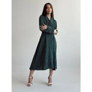 Платье с запахом повседневное, миди, размер 48, зеленый Fashion