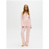 Пижама , рубашка, брюки, длинный рукав, трикотажная, размер L(164-170), розовый Ihomewear