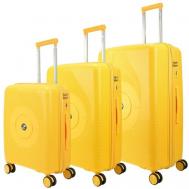 Умный чемодан  Soundbox, 3 шт., полипропилен, опорные ножки на боковой стенке, износостойкий, увеличение объема, рифленая поверхность, 144 л, размер L, желтый Impreza