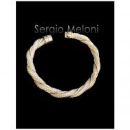 Жесткий браслет , металл, 1 шт., размер 10 см., размер one size, диаметр 7 см., серебряный Sergio Meloni
