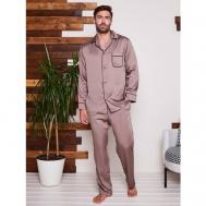 Пижама , размер 54, коричневый Малиновые сны