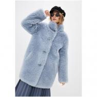 Куртка , искусственный мех, средней длины, оверсайз, карманы, размер 46, голубой Silverfox