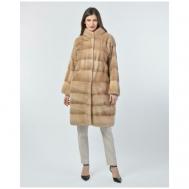 Пальто , норка, силуэт свободный, карманы, размер 38, бежевый Manakas Frankfurt